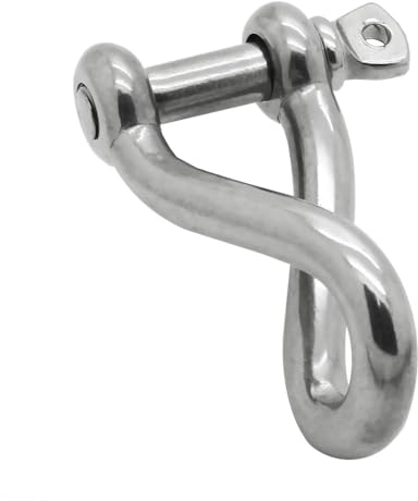 D-Schaekel Schäkel Edelstahl V4A Für Sonnensegel Schaukel Hängematte Karabiner Befestigung Geschweift Gedreht Verbinder, Variante:Gedreht | 5mm | 2 Stk