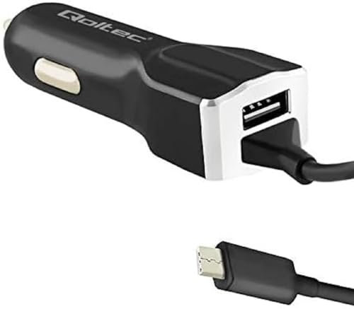Qoltec Cargador de Coche, 12 V-24 V, 5 V/3.4 A, USB + USB Tipo C
