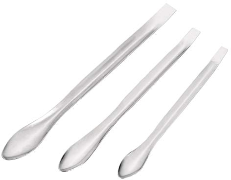 sourcing map Micro Scoop Stainless Steel Reagent Sampling Lab Spoon Spatulas for Laboratory 105/125/140mm 3in1 3Pcs