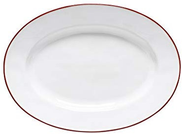 Costa Nova, Beja colección, Vajilla elegante, gres, Fuente oval, blanco y rojo, 30 cm