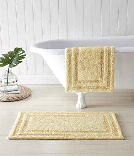 Tommy Bahama, Badezimmerteppiche, Baumwoll-Badematte, sehr saugfähig, Küsteninspiriertes Design (Isla-Gelb, 2 Stück)