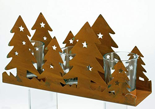 condecoro Kerzenhalter Winterwald Rostoptik Teelichthalter