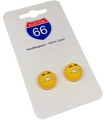 2er Set Ventilkappen Smiley zeigt Zähne für Motorrad