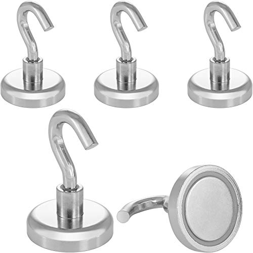 POPPSTAR 5 ganci magnetici forti al neodimio (forza di tenuta 36 kg, diametro 32mm) magneti con gancio