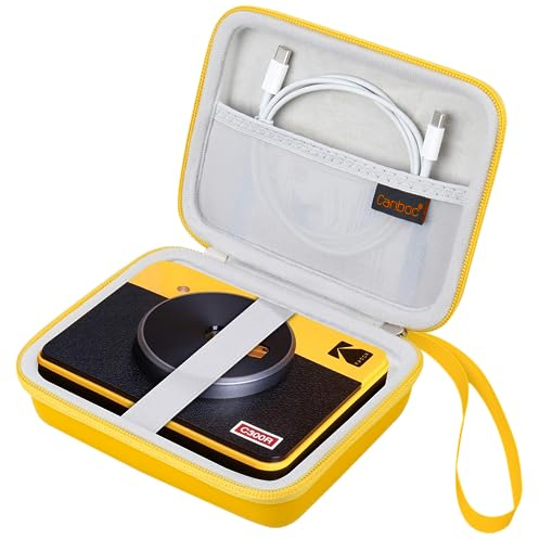 Canboc Carrying Case for Kodak Mini 3 Retro/Kodak Mini Shot 3 Retro 4PASS 2-in-1 Instant Digital Camera and Photo Printer, Mesh Pocket fits Cartridge, Charging Cord, Yellow