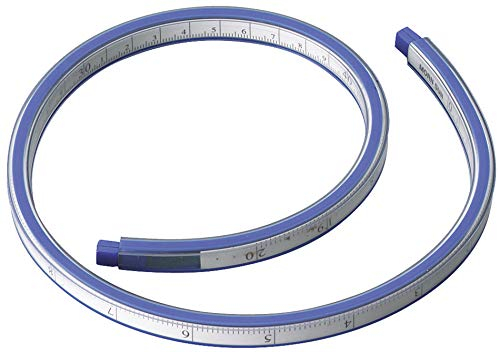 Alco-Albert 1462 - Kurvenlineal 50 cm, mit Zentimeter und Milimeter Skala, flexibel, blau, 1 Stück