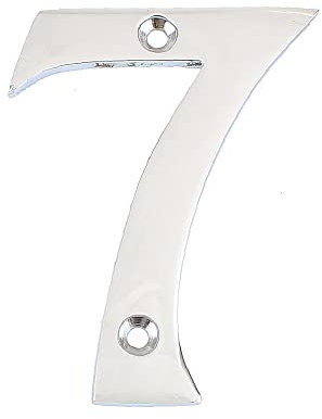 Nutfield Hardware 3 Inch / 75mm House Numbers Polished Chrome Door Numbers Screw Fixed Mailbox Office Hotel House Door Number 7 with Mounting Screws for Walls, Doors, and Gates