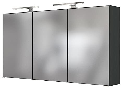 Lomadox Spiegelschrank mit 2X LED-Beleuchtung FLORIDO-03 in Graphit B/H/T 120/64/20 cm