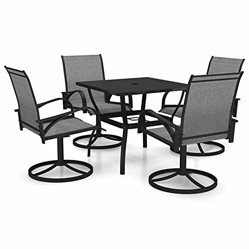 Tidyard 5-TLG. Garten-Essgruppe Sitzgruppe Gartenset Gartengarnitur Sitzgarnitur Gartenmöbel Esstisch Gartentisch Gartenstuhl Tisch Stühle Textilene Stahl