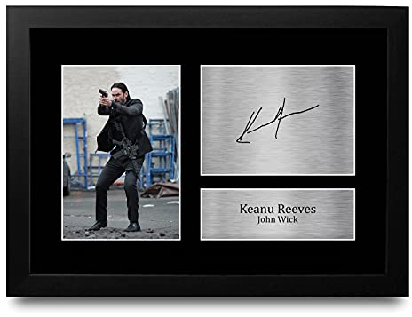 HWC Trading FR A4 Keanu Reeves John Wick - A4 Framed Geschenke Gedruckt, Signiert Autogramm Bild Für Film-Erinnerungsstücke-Fans - A4 Eingerahmt