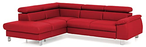 Mivano Ecksofa Micky mit Ottomane / L-Form-Sofa mit Schlaffunktion, Stauraum und Kopfteilverstellung / 249 x 72 x 207 / Kunstleder, Rot