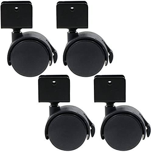 gexuamz Lenkrollen U-Typ Halterung Möbelrollen Schwenkräder Gummiräder - 50 mm Lenkrollen mit Bremse, Schwerlastrollen Rollen für Möbel Kinderbett, 4er Set