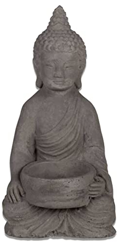mtb more energy Deko Teelichthalter ''Inner Balance'' - Thai Buddha aus Zement Kerzenhalter - Höhe 16 cm - Dekoration Thailand Meditation