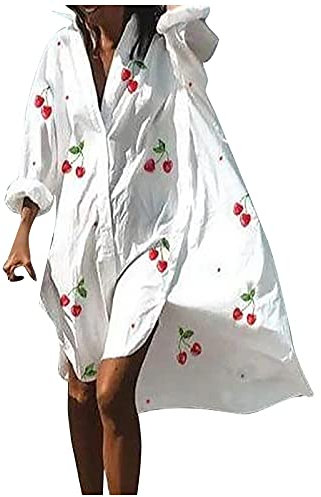 Ni_ka Robe Imprime Floral Femme Grande Taille Chic Et Glamour Cardigan à Manches Longues avec Boutons Robes Chemise Ample IrréGulier Noir Gris Taille S à 5XL, Ni_kadress44587, Bleu