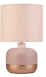 Lighting Collection Pink & Copper Table Lamp,Matt Pink/Copper,700819