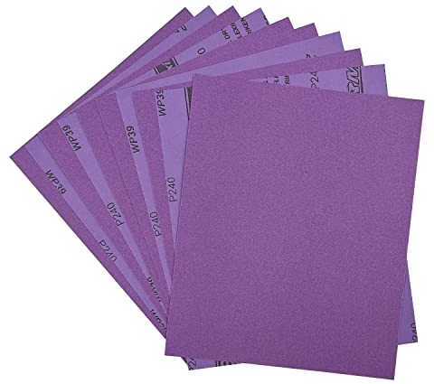 AutKerige Schleifpapier 240 Körnung, 230 x 280mm 10 Stück Nass, Aluminiumoxid Set für Metall, Glas, Auto, Holzmöbel