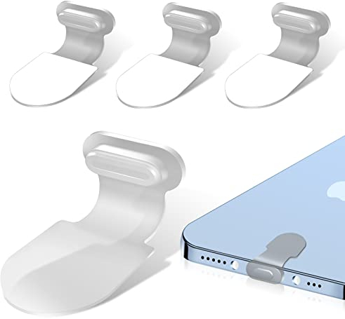 OneNine 4 Stück Staubschutz Stecker Kompatibel mit iPhone 14, 13, 12, 11, Pro, Mini, X, XS, XR, 7, 8, 6, Plus, Max, iPad Mini 4, 3, 2 - Silikon - Transparent - Langlebig - Portabdeckung