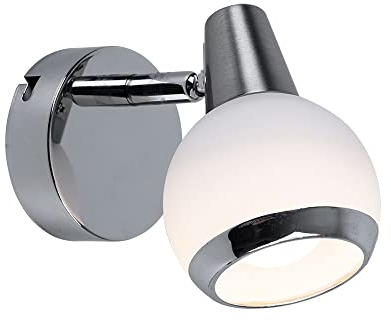 etc-shop Wandleuchte Wandlampe Schlafzimmerlampe LED Glas chrom Wandstrahler, opal, 1x LED 3W 300Lm 3000K, BxH 8x11,5 cm
