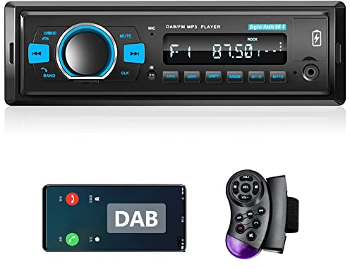 Hodozzy Autoradio DAB 1 Din mit Bluetooth, MP3-Player mit FM Radio, 1 Din Autoradio Unterstützung BT Freisprecheinrichtung/EQ/Lenkradsteuerung/USB/Laden/TF/AUX in, Digital Media Receiver