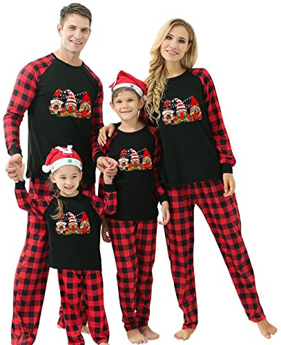 Kobilee Pigiama Natale Famiglia Pile Manica Lunghe Caldo Pigiama Famiglia Coordinati Comode Invernale Cotone Pigiama Natale Famiglia Grinch Due Pezzi Curvy Pigiama Natalizio per Uomo Donna Bambino