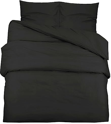 vidaXL Bettwäsche Set Bettgarnitur Bettbezug Kissenbezug Deckenbezug Bettwaren Pflegeleicht Knitterfrei Schwarz 140x200cm Leichte Mikrofaser