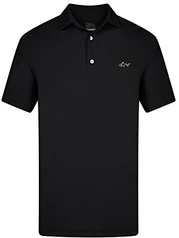 Greg Norman - Shark Logo - Mens Core Polo Shirt - Male Golf T-Shirt - Black - XXL