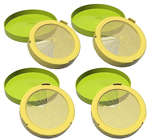 Sprout Lid and Sprout Bowls, Pack of 4 Plastic Sprout Lids with Strainer for Mason Jars, Sprout Lid for Bean Sprouts, Broccoli Seeds, Alfalfa, Salads