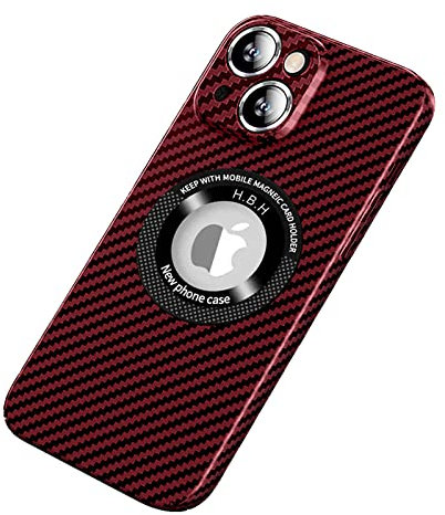 COQUE Custodia Apple iPhone 14 Shell, Cover per Telefono Pieghevole in Fibra di Carbonio per Apple iPhone 14 5G-Rosso