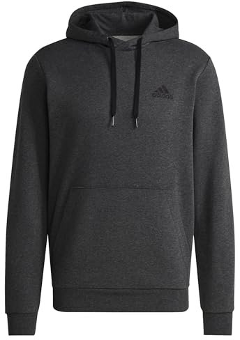 adidas Herren Essentials Fleece Hoodie, dark grey heather/black, M