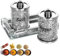 Yiter Salero y pimentero, juego de sal y pimentero de cristal con bandeja, dispensador de condimentos de vidrio para cocina, tarro de sal y pimienta, accesorios de cocina y adorno