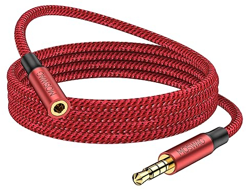 MOSWAG 3.5mm Stecker zu Buchse Verlängerungskabel mit Mikrofon Stereo Audio Adapter Nylon geflochten Kompatibel für Heim/Auto Stereos Smartphones Kopfhörer Tablets Media Player und mehr