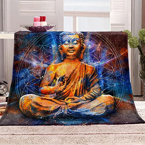 Kuscheldecken Buddha-Muster Flanelldecke Sofadecke, Wolldecke, Bettlaken, Wärme und Isolierung Decke, Klimaanlage Decke für Wohn und Schlafräume 180 x 200cm
