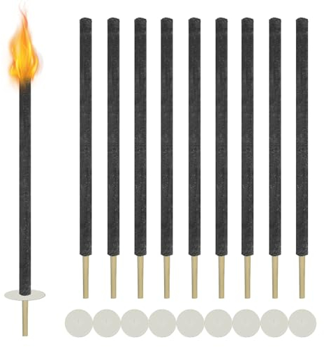 XINZI 100 min Brennzeit Wachsfackeln für Draußen Garten Fackeln aus Natürlichem Wachs 72cm Gartenfackeln mit Extra Langem Griff & Handschutz Tragbare Fackel für den Garten Hof Camping (10 Stück)