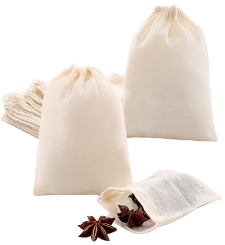 20 Stück 10*15cm Gewürzsäckchen,Baumwollbeutel,Gewürzbeutel,Baumwollsäckchen Klein,Kleine Stoffsäckchen,Kleine Säckchen zum Befüllen,mit Kordelzug,Wiederverwendbar,für Tee,Gewürze,Kräuter