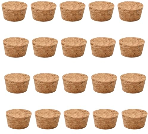 INCREWAY 20pcs bouchon conique, bouchon conique en bois pour bouteille de vin, bouchon naturel pour bouteille de vin en verre