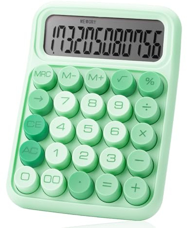 Mr. Pen Mechanischer Taschenrechner, 12-stelliges großes LCD-Display, Grün mit großen Tasten, mechanischer Schalterrechner für Zuhause, Schule, Büro