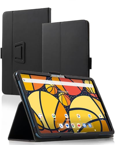 INSOLKIDON Kompatibel mit Ouk-itel OT5 12 INCH Tablet Hülle mit Standfunktion Slim PU Leder Schutzhülle [Auto Schlaf/Aufwachen] Klappbare Schutzhülle (schwarz)
