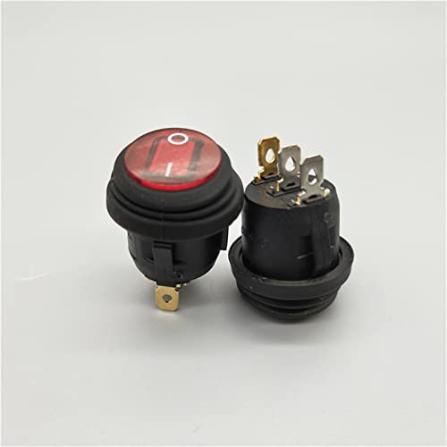 Finecorsa 1 Pz KCD1-105N 2/3 Spilli ON/Off SPST Interruttore A Bilanciere Impermeabile Auto Barca HA CONDOTTO LA Luce Interruttore Rotondo (Color : Rot, Size : 12V)