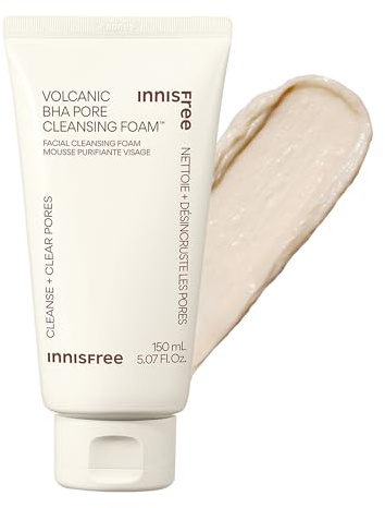 INNISFREE Volcanic BHA Pore Cleansing Foam, Gentle Deep Clean Face Wash Cleanser with Soothing Madecassoside, for Oily Skin & Pore Control, 150ml