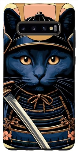 Hülle für Galaxy S10+ Samurai Warrior Cat Japaner Sonnenuntergang Katzenliebhaber