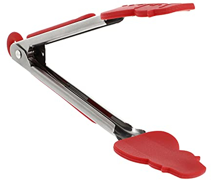 HUIHHAO Grillzange aus Edelstahl, koreanische japanische BBQ-Zange, Küchenzange for Fleisch, Pasta, Servierzange, grünes Weihnachtsbaum-Design (Color : Rosso)