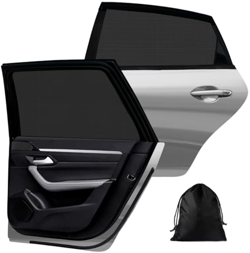 Parasol Coche Infantil Lateral,Universal Parasoles Coche,Parasol Coche Bebe Protección UV,Doble Tejido para Máxima Cortinillas Laterales Coche,Parasol Ventana Coche 2 Unidades