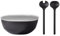 Mepal – Salat-Set Silueta – Servierschale mit Deckel (5000 ml) mit Salatbesteck (28,5 cm) – Outdoor-Serviergeschirr – Spülmaschinen- und mikrowellenfest – Kunststoff (PP, SAN, TPE) – Nordic Black