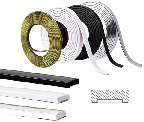 Moulure décorative autocollante 4 m pour bord de carrelage, décoration d'angle, plan de travail de cuisine, cadre de miroir, etc (noir brillant)