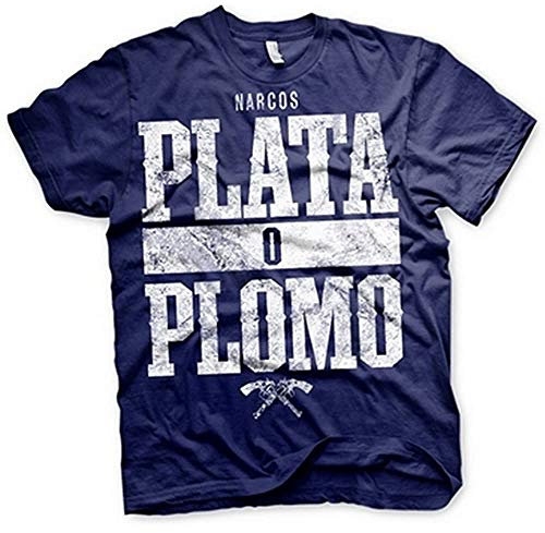 Narcos - Plata o Plomo T-Shirt - Navy - Small Navy S