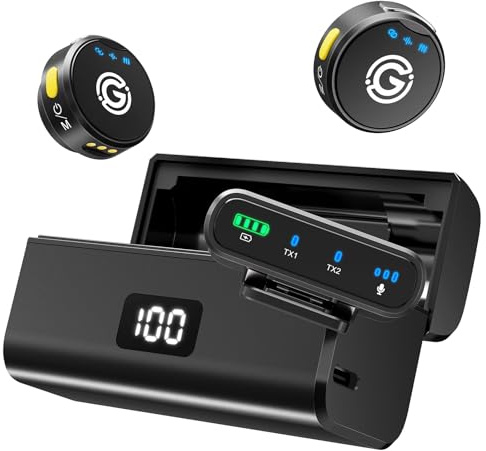 Gamiity Kabelloses Lavalier-Mikrofon für iPhone/Android/Kamera/PC/Laptop, Lightning/USB-C/Stecker Mini Ansteckmikrofon Kabellos, Hi-Fi Audio, Geräuschunterdrückung für Videoaufnahme, Streaming -