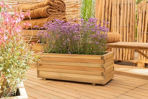World PLANTIL Jardinera de Madera de Pino Tratada para Exterior/Aire Libre/Terraza/Jardín/separación de Espacios/meceta para Plantar (80x30x30 cm (Rectangular) Capacidad 45L)