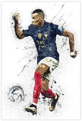 Mnyuein Mbappe Poster Fußball Leinwand Poster Schlafzimmer Dekoration Landschaft Büro Raumdekoration Geschenk Unframe: 12x18inch(30x45cm)