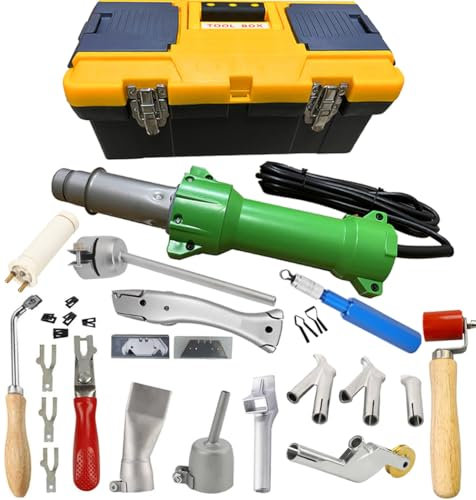 1600w Pistola de Soldadura de Aire Caliente de Plástico de Luz LED Conjunto Completo de Herramientas Pistola de Soldador, con Varias boquillas de Soldadura, Accesorios de Piso, 17 Caja de Transporte