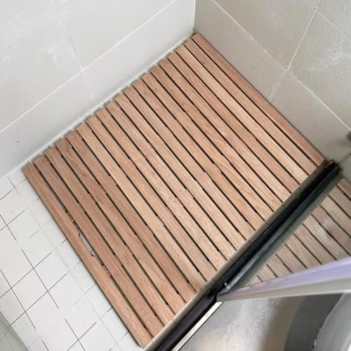 Bambus-Badematte für Whirlpool, Pool, rutschfeste Holz-Badematte mit Wasser- und Kälteisolierung, rechteckig, Duschmatte, 110 x 70 cm